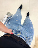 Calça Jeans Mom Pedraria Tifany