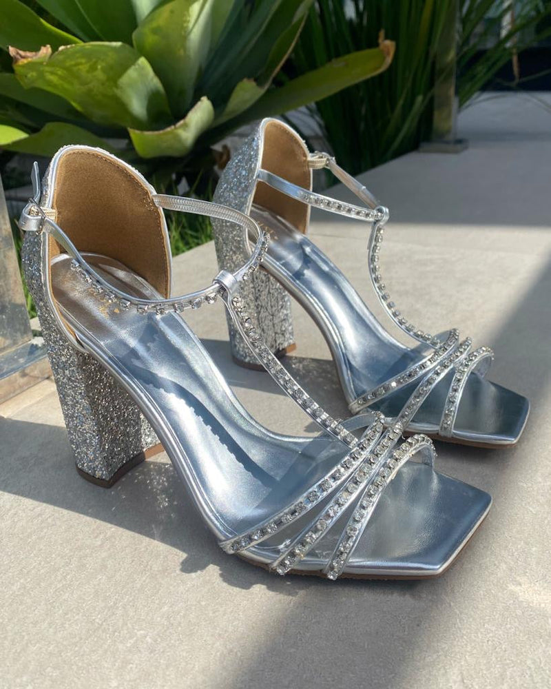 Sandália Salto Cristal